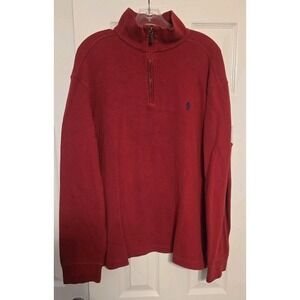 Vintage 1990s Polo Ralph Lauren 1/4 Zip Pullover Sweater Mens XL Red Made In USA